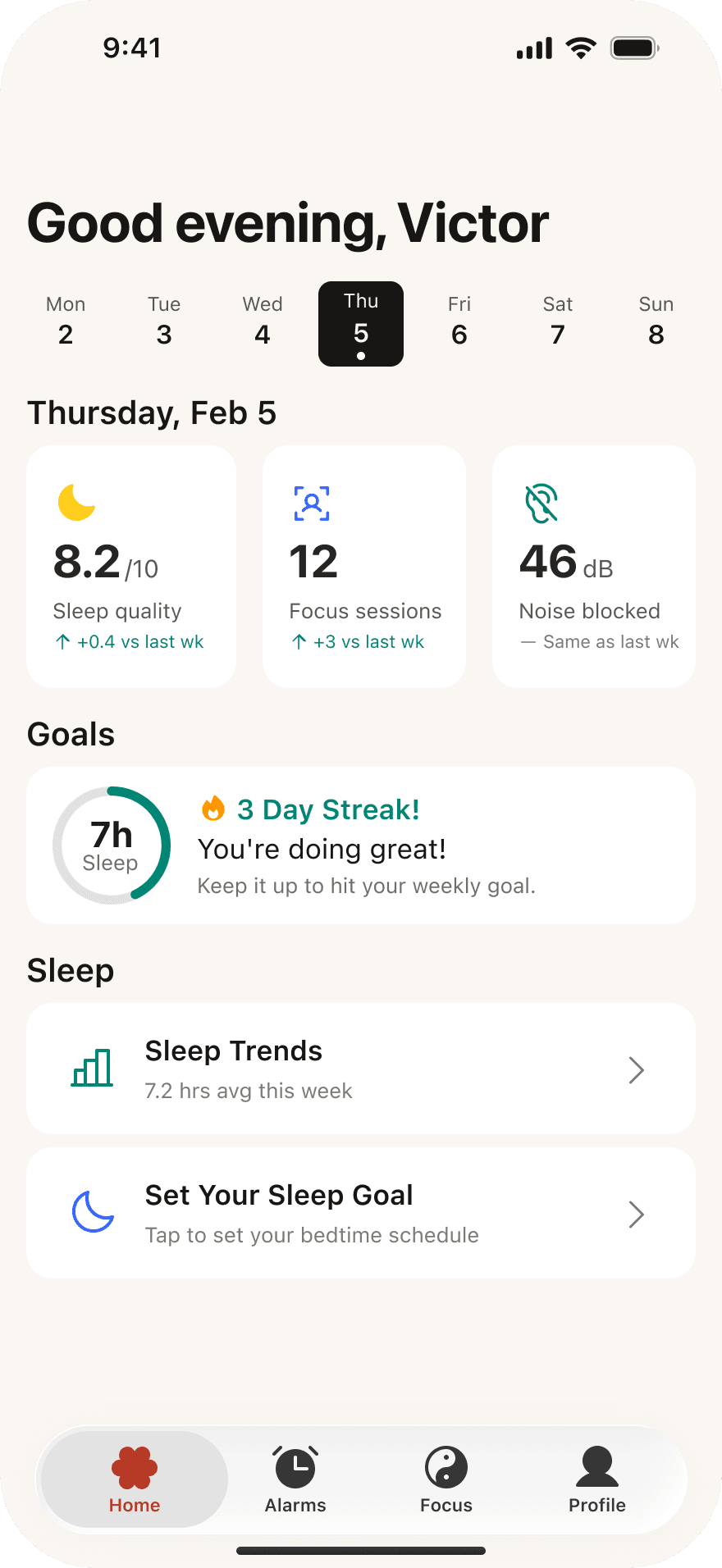 Redesigned home screen with clear hierarchy and Hypno mascot