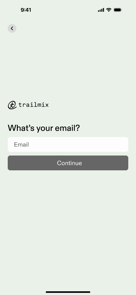 Trailmix Login Screen