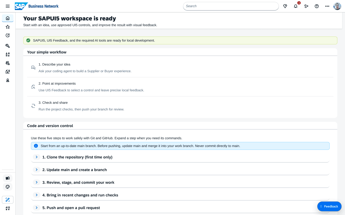 Version 2 home with the workflow and five sections of git commands