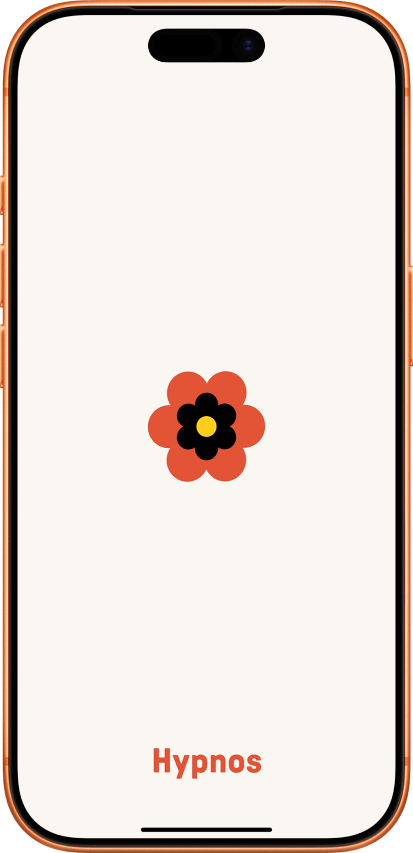 Hypnos splash screen showing Poppy Red brand color