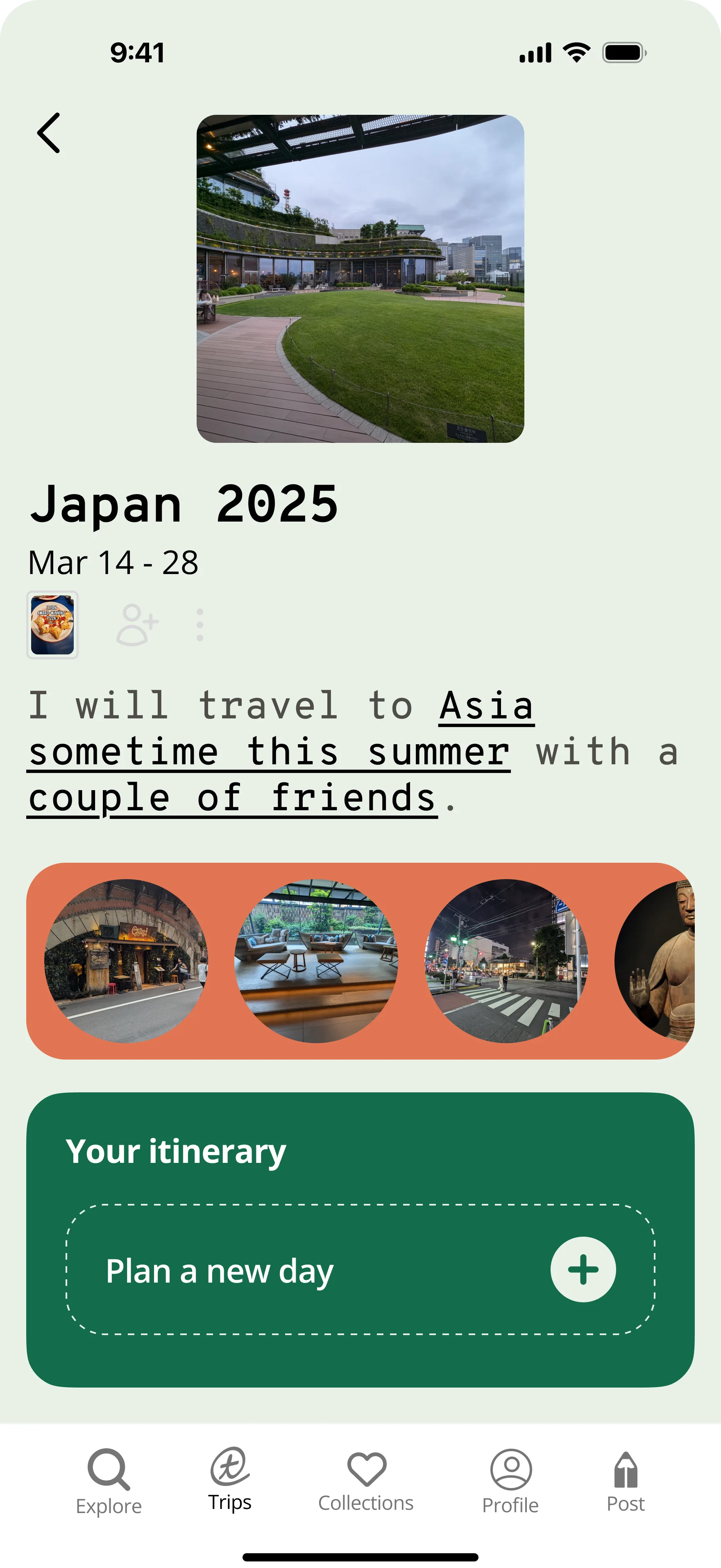 Original trip home page with a text-heavy description