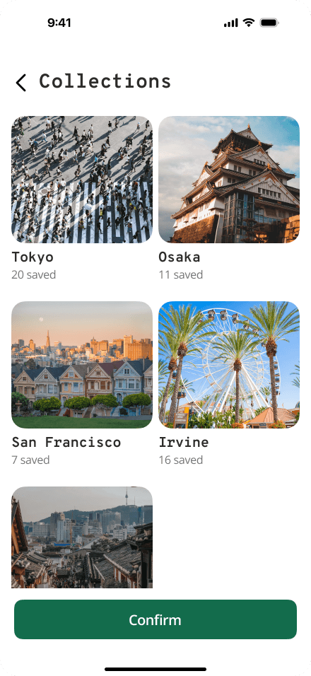 Simplified trip organization interface