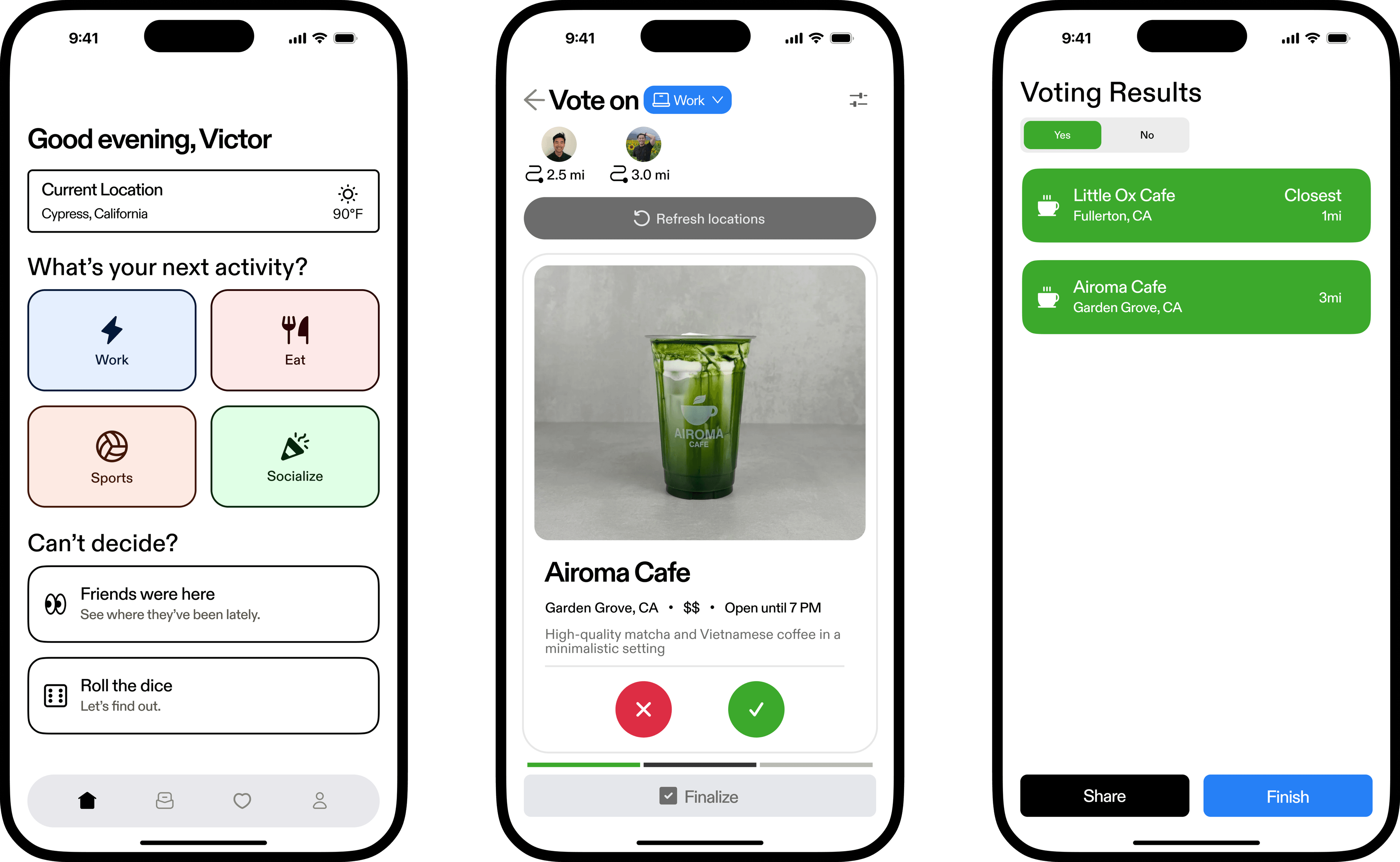 What We Do group voting app on phone screens