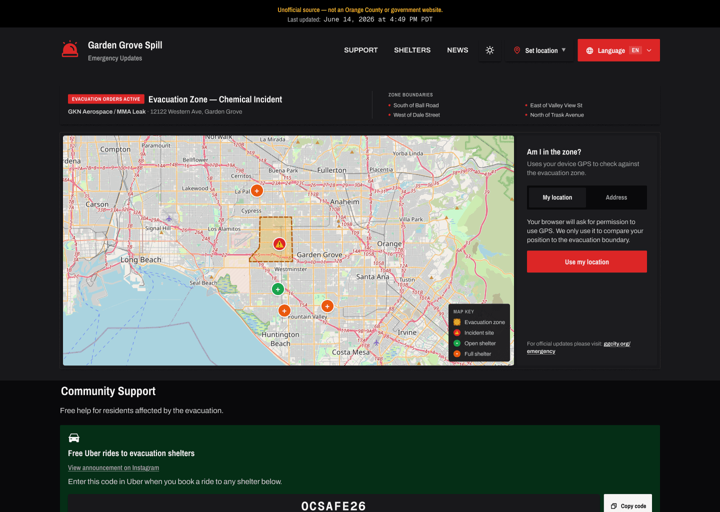May 24 desktop: updated page with the language gate, official sources, and hotlines